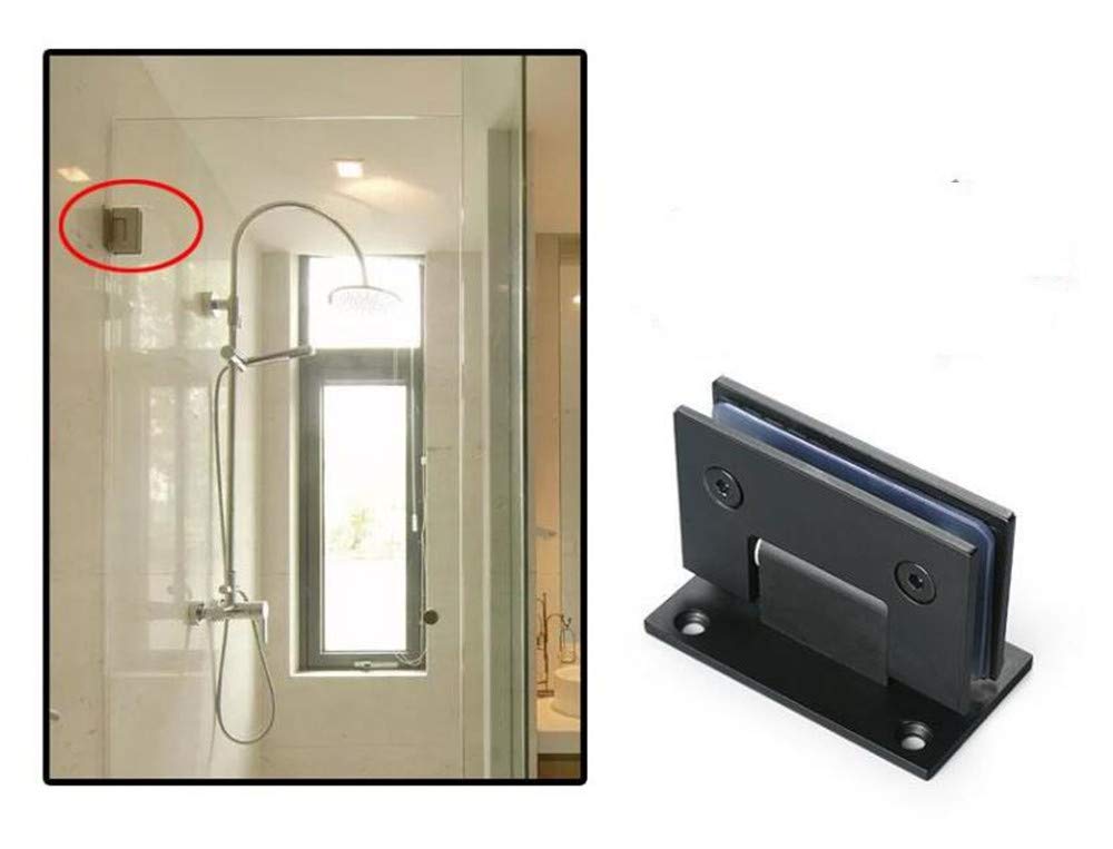Heavy Duty 90 Degree Glass Door Cupboard Showcase Cabinet Clamp Glass Shower Doors Hinge Replacement Parts Wall-to-Glass (Black)