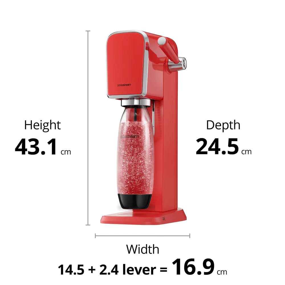 SodaStream Art Sparkling Water Maker (Mandarin Red) with CO2 and Dishwasher Safe Bottle Retail $149.99