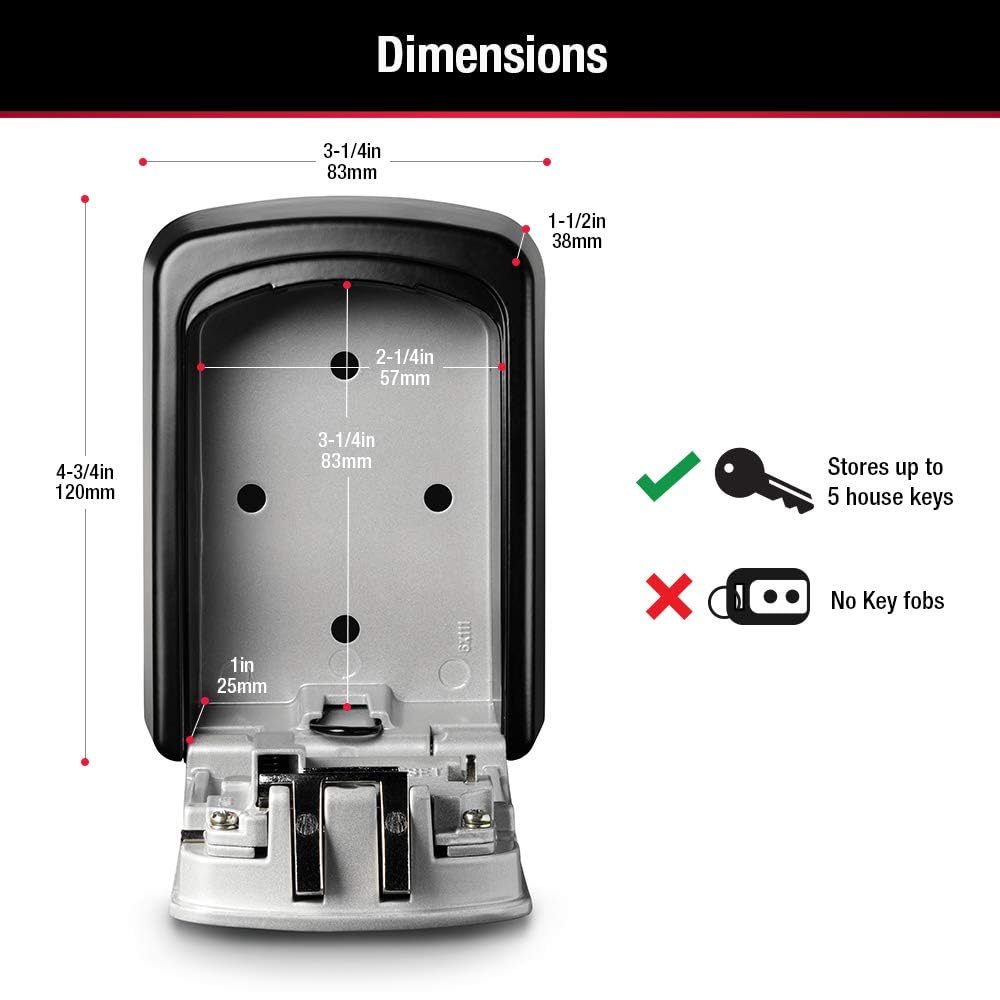 Master Lock Set Your Own combination Wall Mount Lock Box, 5 Key capacity, Black 5401EC Retail $39.99