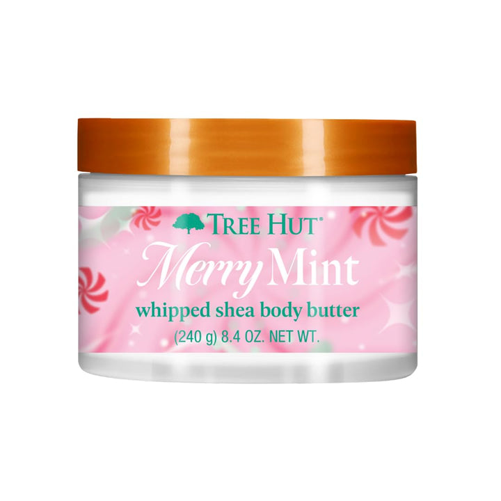 Tree Hut Merry Mint Whipped Shea Body Butter, Long-Lasting Hydration for Soft, Smooth Skin, Nourishing Essential Body Care, Lightweight Moisturizer, 8.4 fl oz