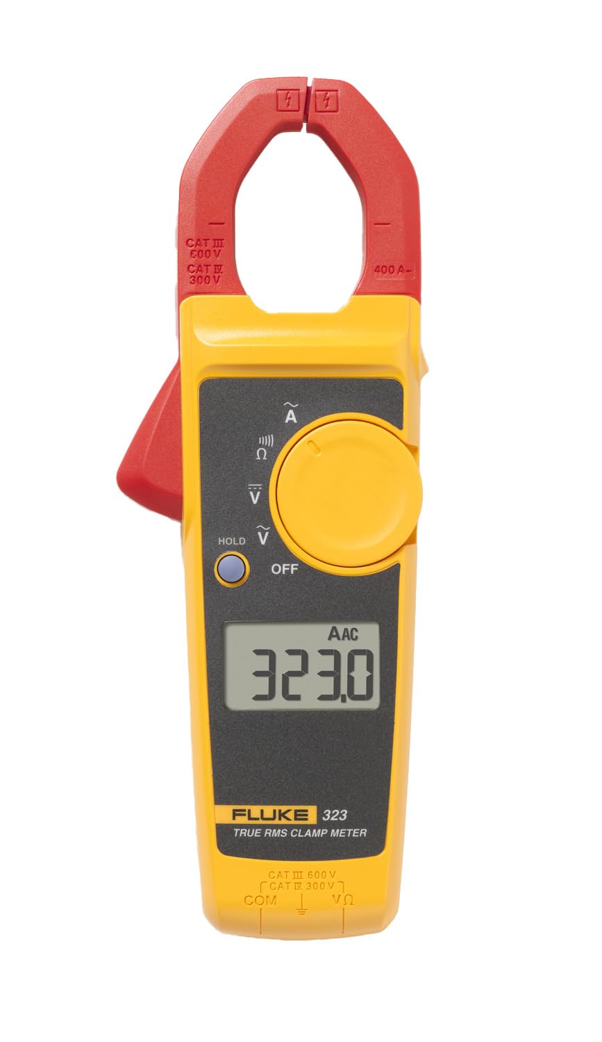 Fluke 323 Clamp Meter for Commercial/Residential Electricians, Measures AC Current to 400 A & AC/DC Voltage to 600 V, Resistance and Continuity, Includes 2 Year Warranty and Soft Carrying Case Retail $207.99