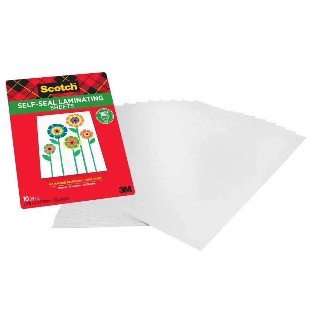 Scotch Self-Seal Single-Sided Laminating Sheets, Letter Size 9 in x 12 in, 10-Pack Retail $8.79