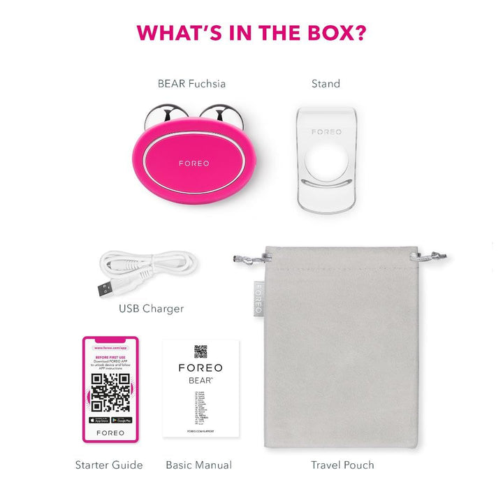 FOREO Bear Microcurrent Facial Device - Face Sculpting Tool - Instant Face Lift - Firm & Contour - Non-Invasive - Increases Absorption of Facial Skin Care Products - Fuchsia Retail $329.00