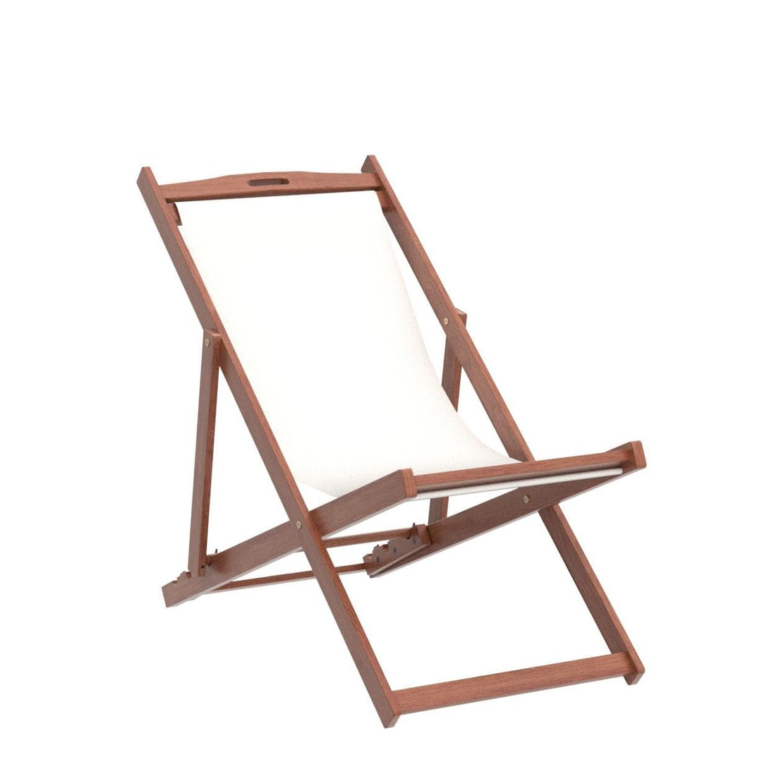 SAFAVIEH Outdoor - Loren Folding Sling Chair Set of 2 - Brown & Beige - Solid Wood Frame - Portable Bistro Design - Ideal for Patio, Deck, Poolside, Backyard, 24" W x 43" D x 25" H (PAT7040E-SET2) Retail $288.00