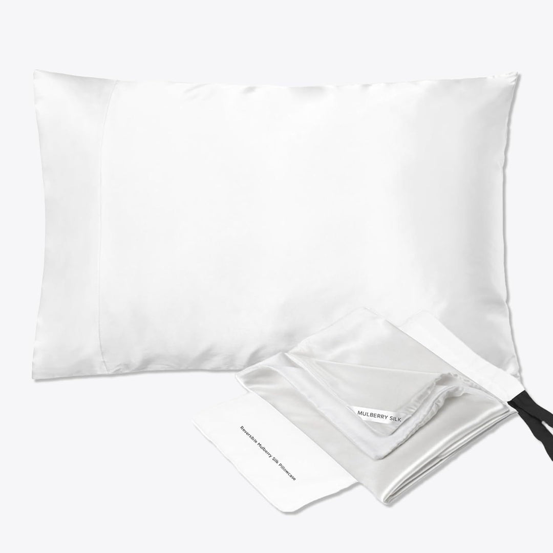 NGHT Reversible Silk Pillowcase: 100% Mulberry Silk one Side, 100% Eucalyptus Other Side - Anti-Slip Silk Pillow Covers for Soft Hair & Skin - 38” x 20” King Size Retail $70.00