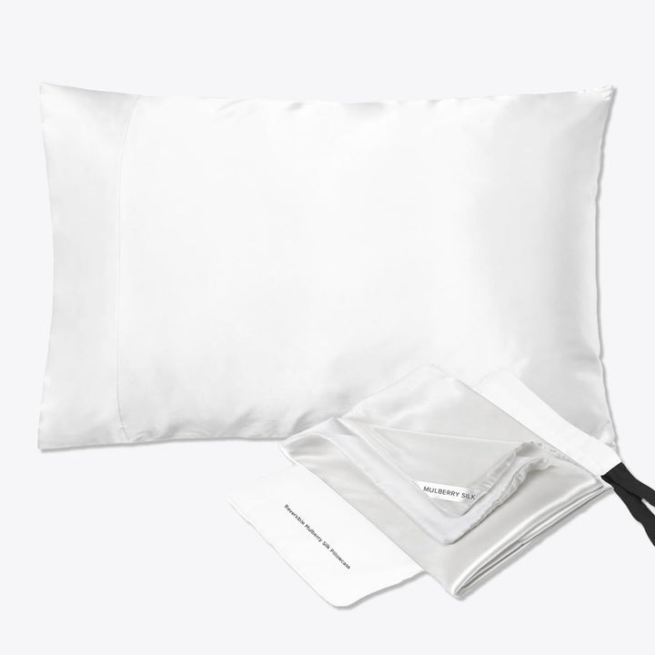 NGHT Reversible Silk Pillowcase: 100% Mulberry Silk one Side, 100% Eucalyptus Other Side - Anti-Slip Silk Pillow Covers for Soft Hair & Skin - 38” x 20” King Size Retail $70.00