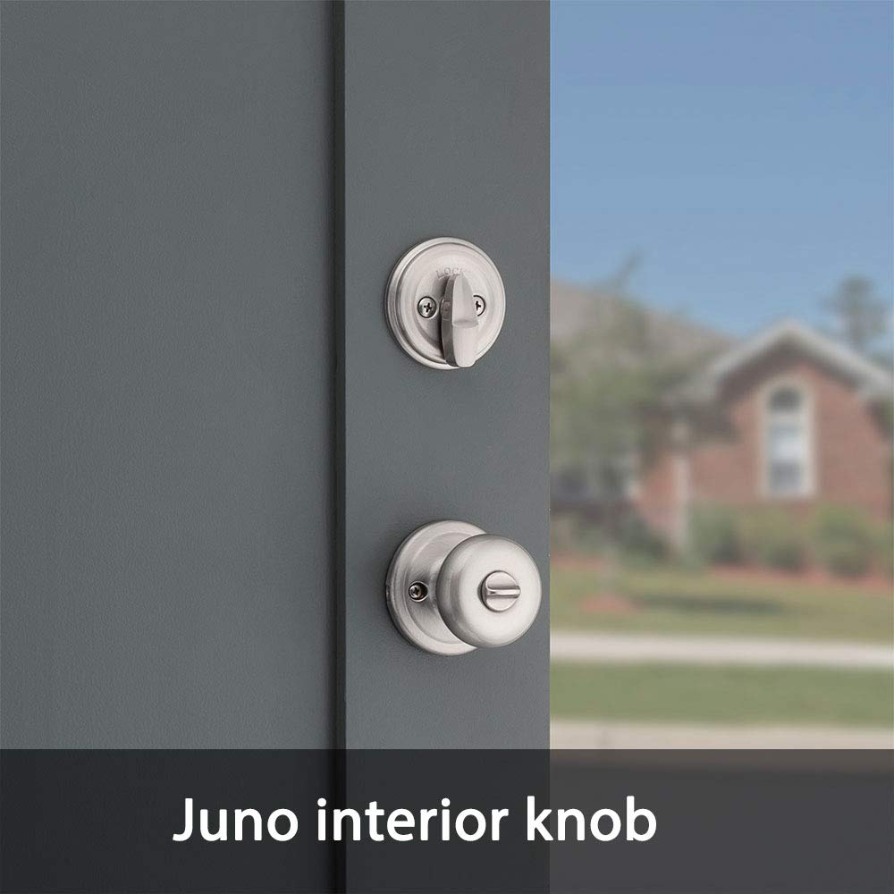 Kwikset Montara Front Door Lock Handle and Deadbolt Set, Entry Handleset Exterior with Interior Door Knob, Satin Nickel, Pick Resistant SmartKey Rekey Deadbolt Security