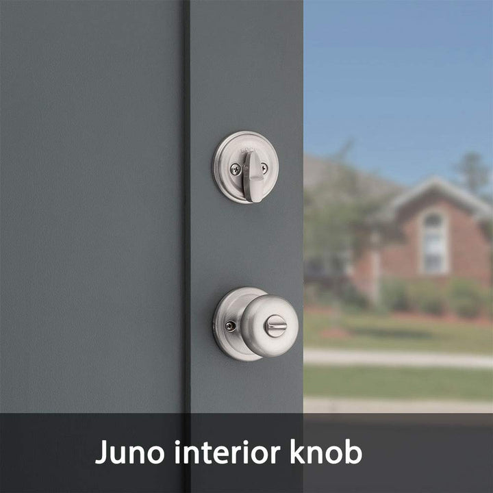 Kwikset Montara Front Door Lock Handle and Deadbolt Set, Entry Handleset Exterior with Interior Door Knob, Satin Nickel, Pick Resistant SmartKey Rekey Deadbolt Security