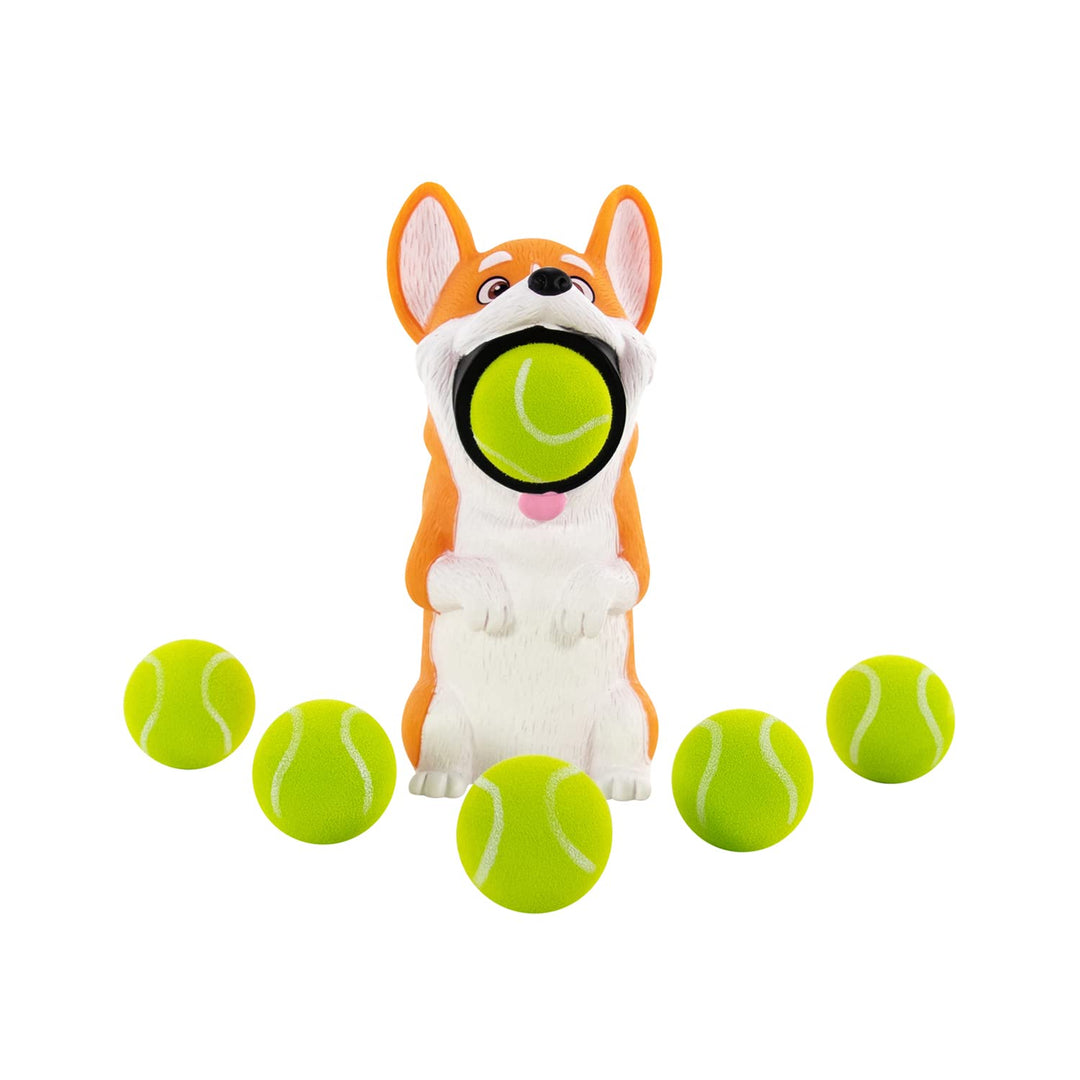 Hog Wild Corgi Ball Popper Toy - Stocking Stuffer Includes 4 Soft Foam Balls - Squeeze to Pop Air Powered Balls to 20 Feet - Launcher Safe for Indoor/Outdoor Play - Party Favor Gift for Kids Ages 5+