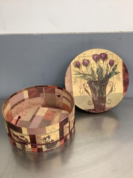 Michaels Decorative Round Storage Box - Floral Tulip Design Retail $5.99