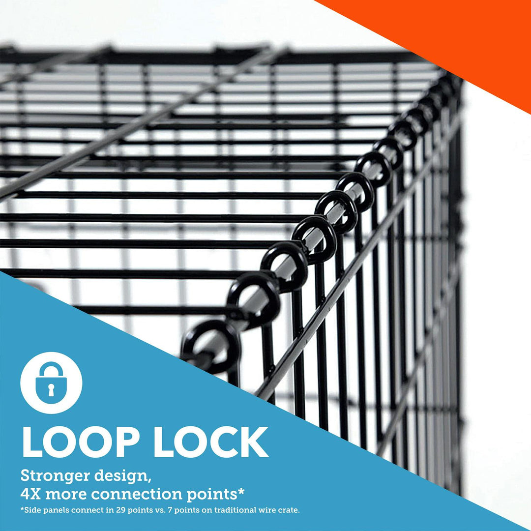 Vibrant Life Wire Dog Crate  Double-Door  Divider and Leak-Proof Tray  Metal  Foldable  Durable  Black  42 Retail $57.99