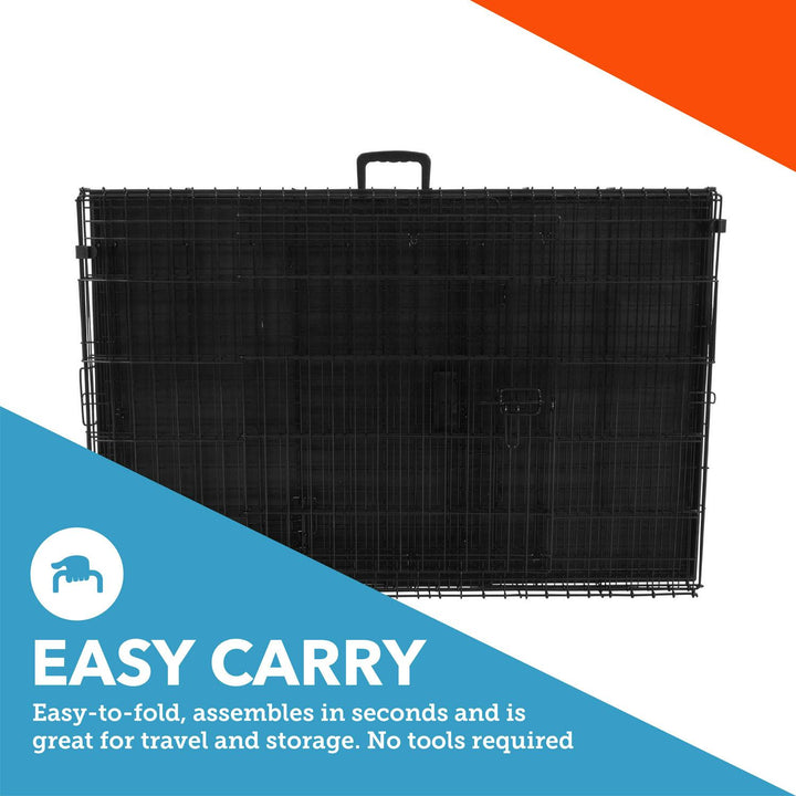 Vibrant Life Wire Dog Crate  Double-Door  Divider and Leak-Proof Tray  Metal  Foldable  Durable  Black  42 Retail $57.99