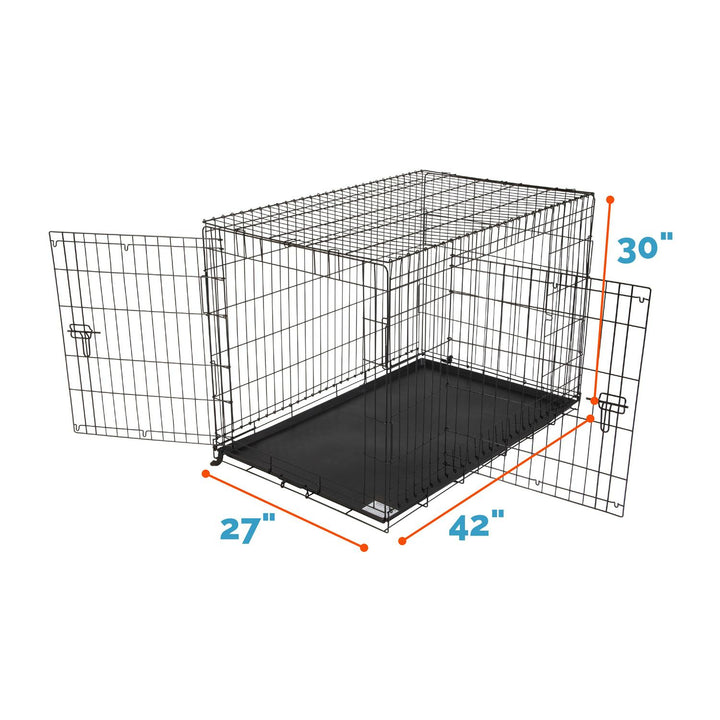 Vibrant Life Wire Dog Crate  Double-Door  Divider and Leak-Proof Tray  Metal  Foldable  Durable  Black  42 Retail $57.99
