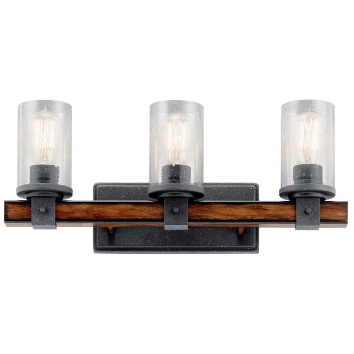 Kichler Lighting 3 Light Barrington Distressed Black and Wood Bathroom Vanity Light