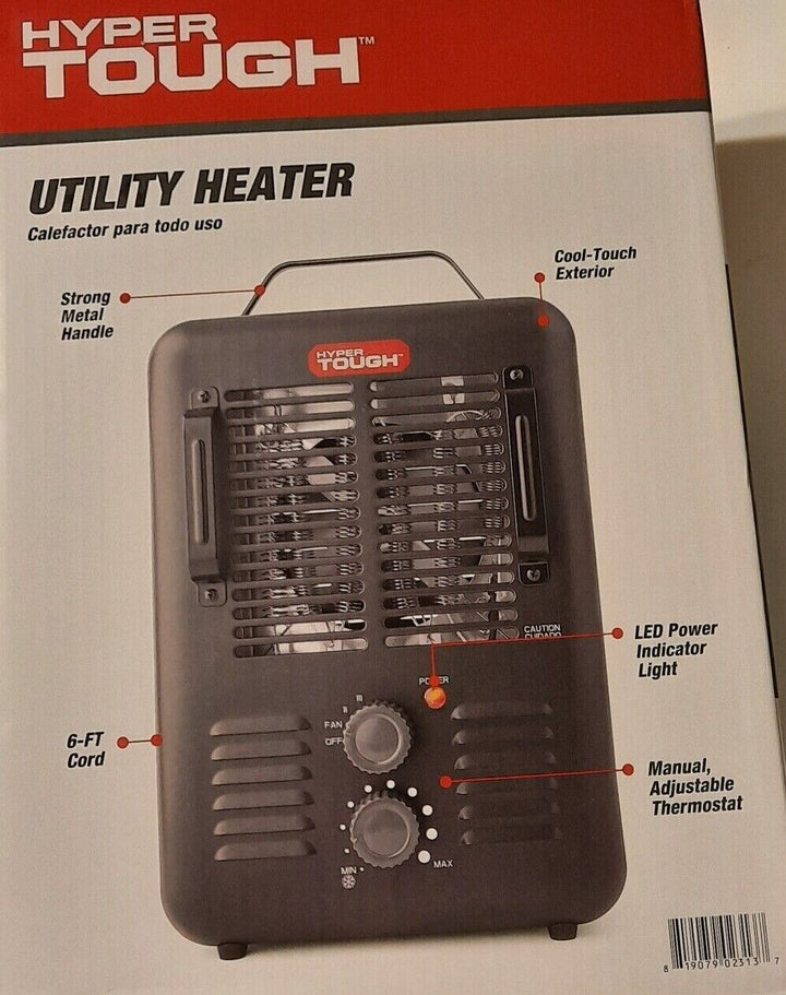 Hyper Tough 1500W Electric Utility Fan- Forced Space Heater  Indoor  Black  DQ2211 Retail $26.32