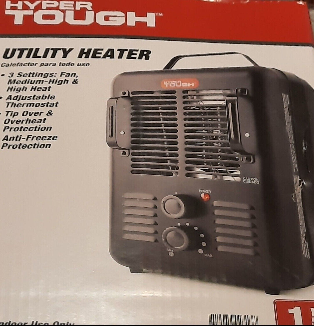 Hyper Tough 1500W Electric Utility Fan- Forced Space Heater  Indoor  Black  DQ2211 Retail $26.32