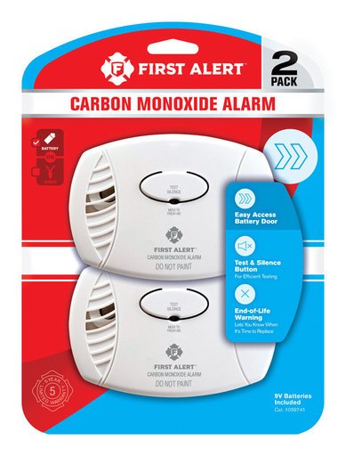 First Alert 2pk CO400CN2 Battery Powered Carbon Monoxide Detector: Best CO Detector, 9-Volt Alkaline Battery Included