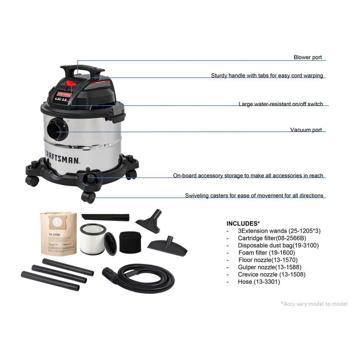 CRAFTSMAN 5-Gallon Corded Portable Wet/Dry Shop Vacuum (Corded)