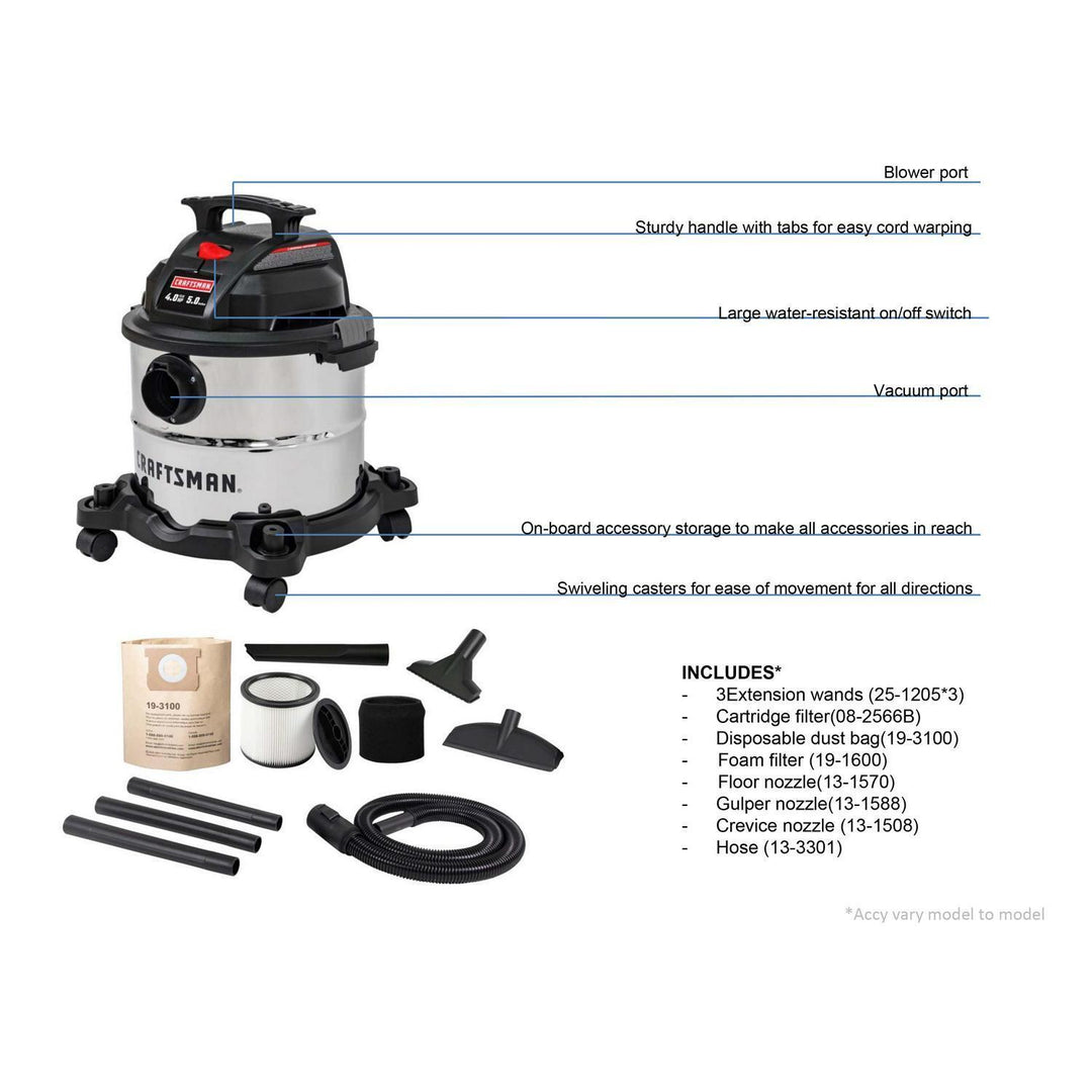 CRAFTSMAN 5-Gallon Corded Portable Wet/Dry Shop Vacuum (Corded) Retail $59.99