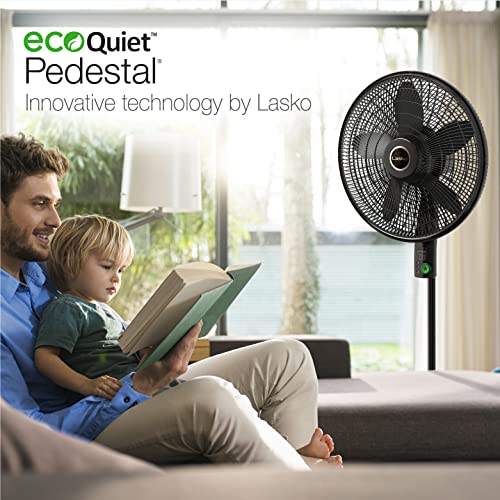Lasko WhisperForce 18  12 Speed Oscillating DC Motor Pedestal Fan  Black  S18708 Retail $89.99