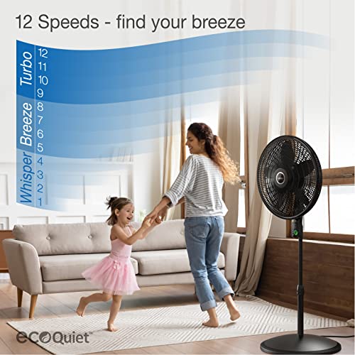 Lasko WhisperForce 18  12 Speed Oscillating DC Motor Pedestal Fan  Black  S18708 Retail $89.99