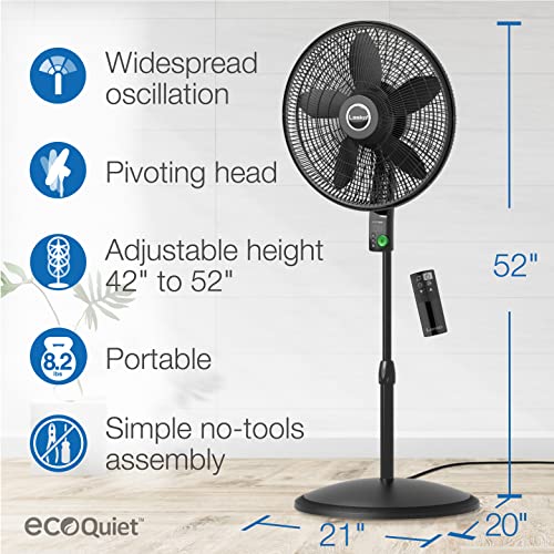 Lasko WhisperForce 18  12 Speed Oscillating DC Motor Pedestal Fan  Black  S18708 Retail $89.99