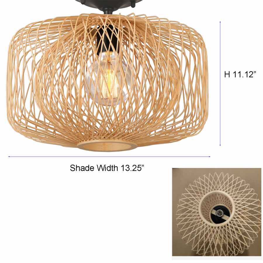 Plafonnier Harlowe Par Allen + Roth 13 Po Naturel Traditionnel Ampoule Incandescente, 1/pqt KHM4291A - Rona Retail $91.94