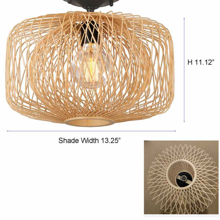 Plafonnier Harlowe Par Allen + Roth 13 Po Naturel Traditionnel Ampoule Incandescente, 1/pqt KHM4291A - Rona Retail $91.94