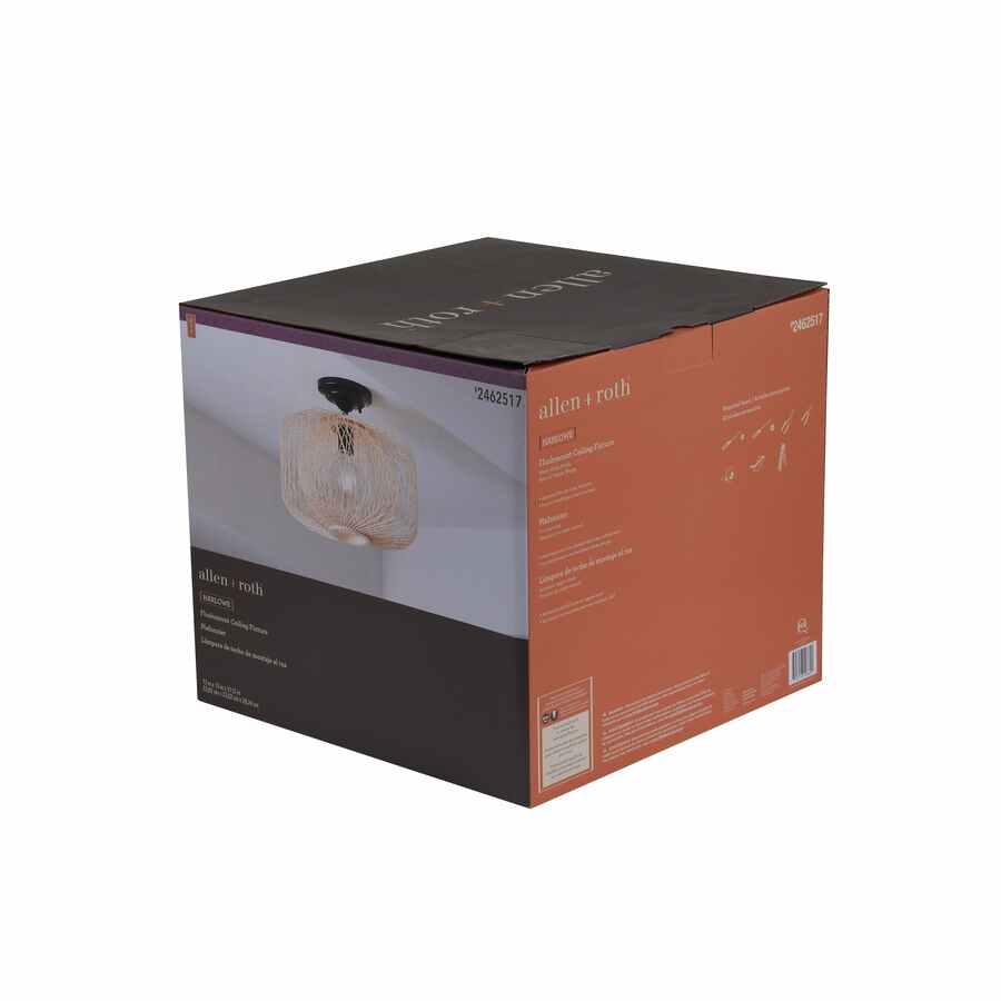 Plafonnier Harlowe Par Allen + Roth 13 Po Naturel Traditionnel Ampoule Incandescente, 1/pqt KHM4291A - Rona Retail $91.94