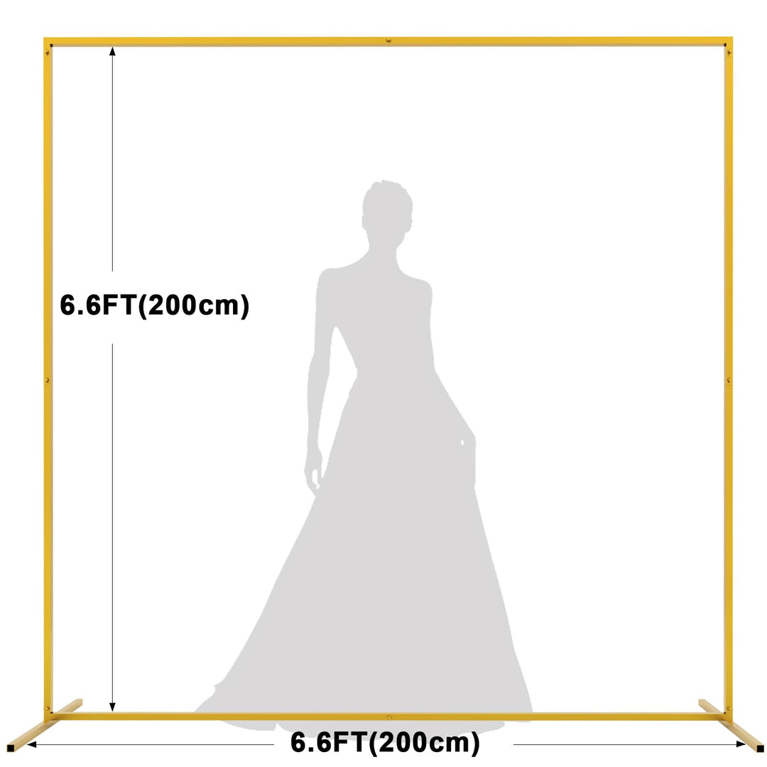 Asee'm 6.6FTx6.6FT Gold Wedding Arch Backdrop Stand Square Metal Rectangular Arch Frame for Ceremony Party Birthday Bridal Baby Shower Anniversary Arbor Balloon Decoration