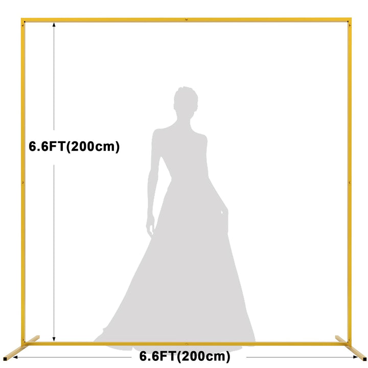 Asee'm 6.6FTx6.6FT Gold Wedding Arch Backdrop Stand Square Metal Rectangular Arch Frame for Ceremony Party Birthday Bridal Baby Shower Anniversary Arbor Balloon Decoration