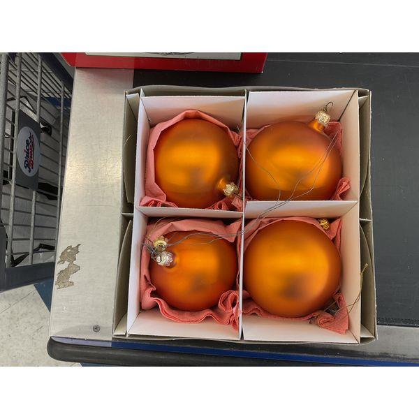 Generic Orange Shatterproof Christmas Ornaments - Set of 4 Retail $20.00