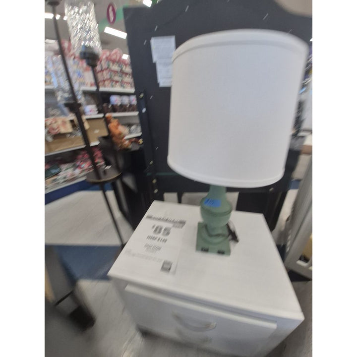Unbranded Table Lamp - White Shade, Green Base