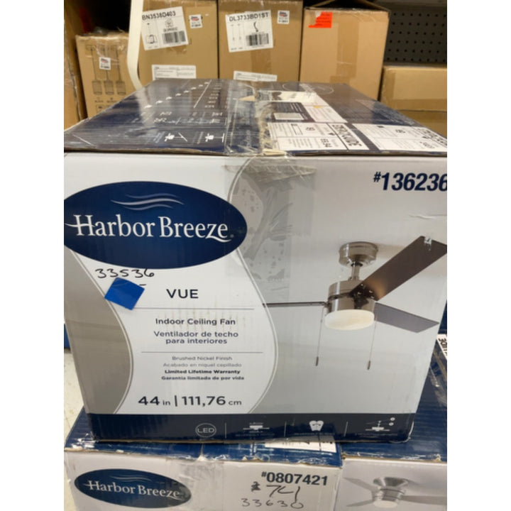 44" Vue Brushed Nickel Ceiling Fan with Light Kit