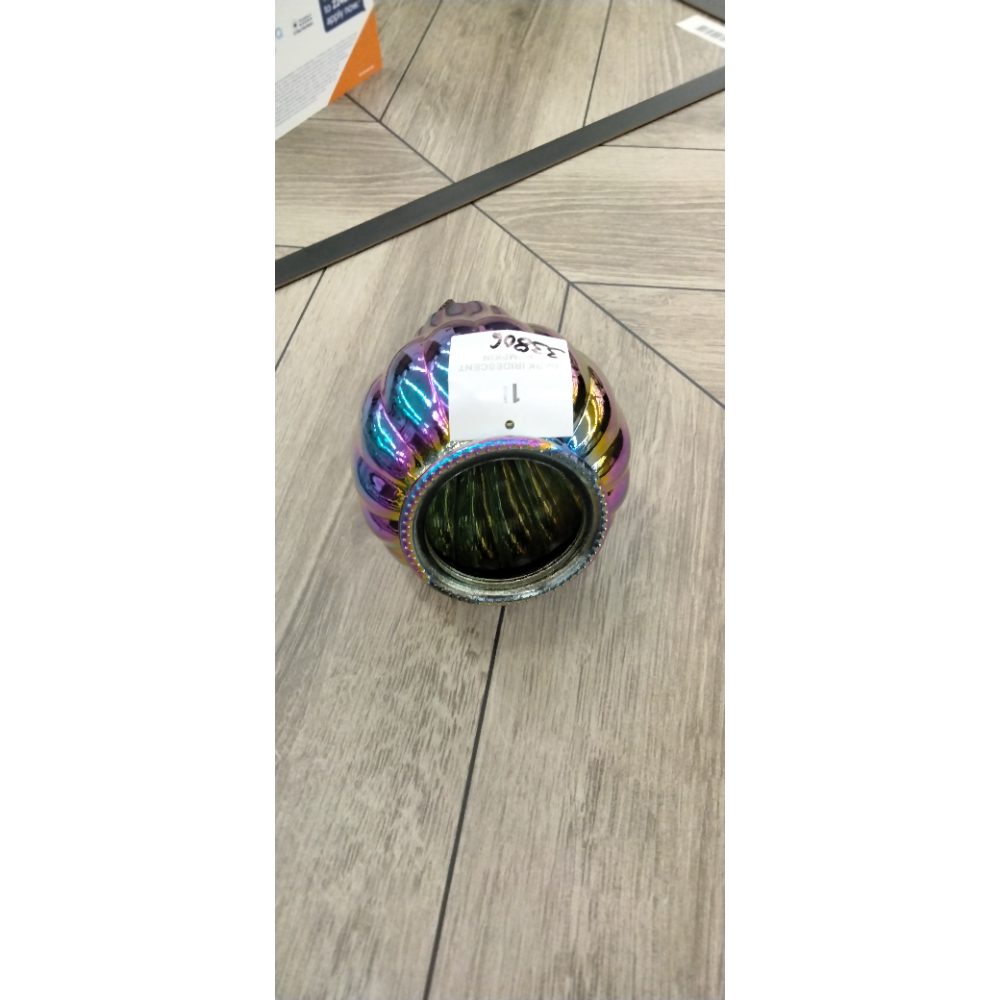 Set of 6 Dark Iridescent Glass Pumpkins & Gourds 5" Tall Decorative Accents