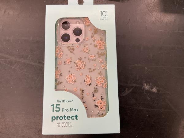 onn. iPhone 15 Pro Max Case - 10' Drop Protection, Floral Design Retail $15.00