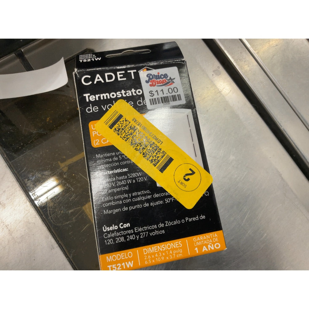 Cadet T521W Thermostat - Line Voltage, Wall Heater, 120/208/240/277 Volts