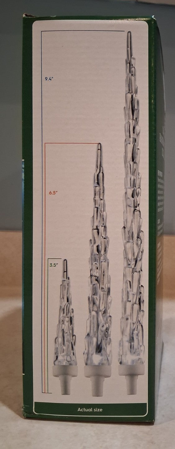 25 COOL WHITE Random Twinkling ICICLE LIGHTS Christmas Holiday Winter 12' NEW! Retail $9.00