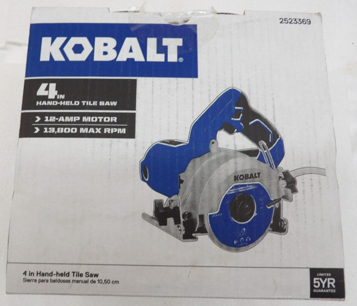 Kobalt 4" Hand Held Tile Saw Corded Electric 59207 12 Amp