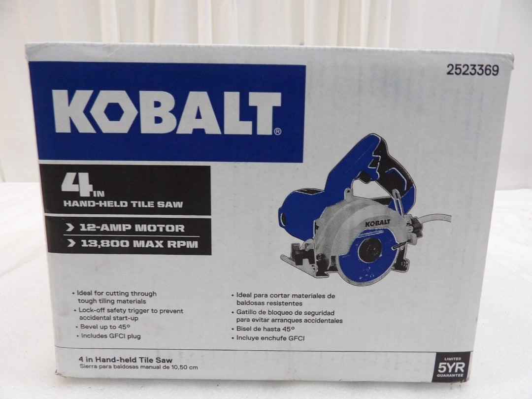 Kobalt 4" Hand Held Tile Saw Corded Electric 59207 12 Amp