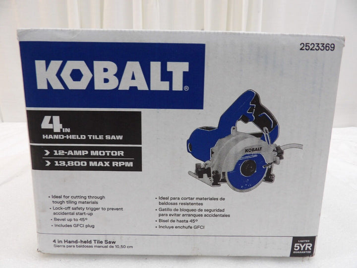 Kobalt 4" Hand Held Tile Saw Corded Electric 59207 12 Amp