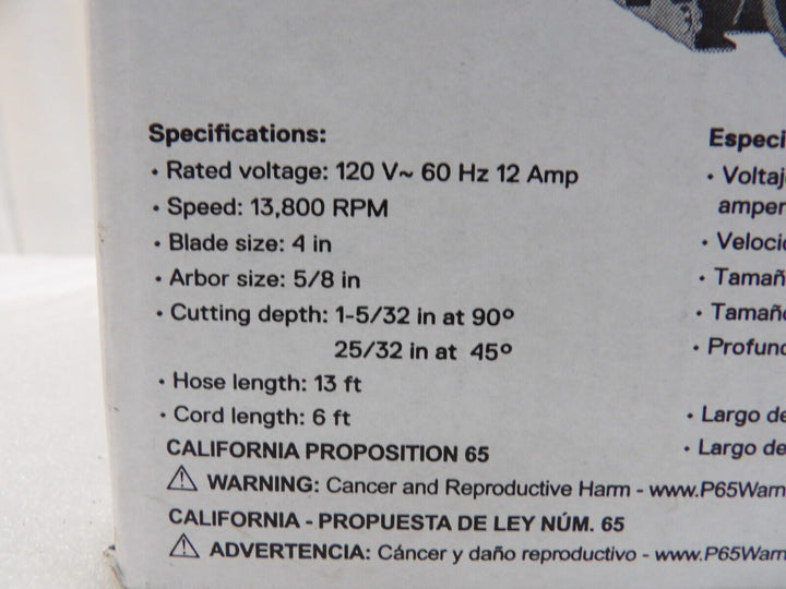 Kobalt 4" Hand Held Tile Saw Corded Electric 59207 12 Amp