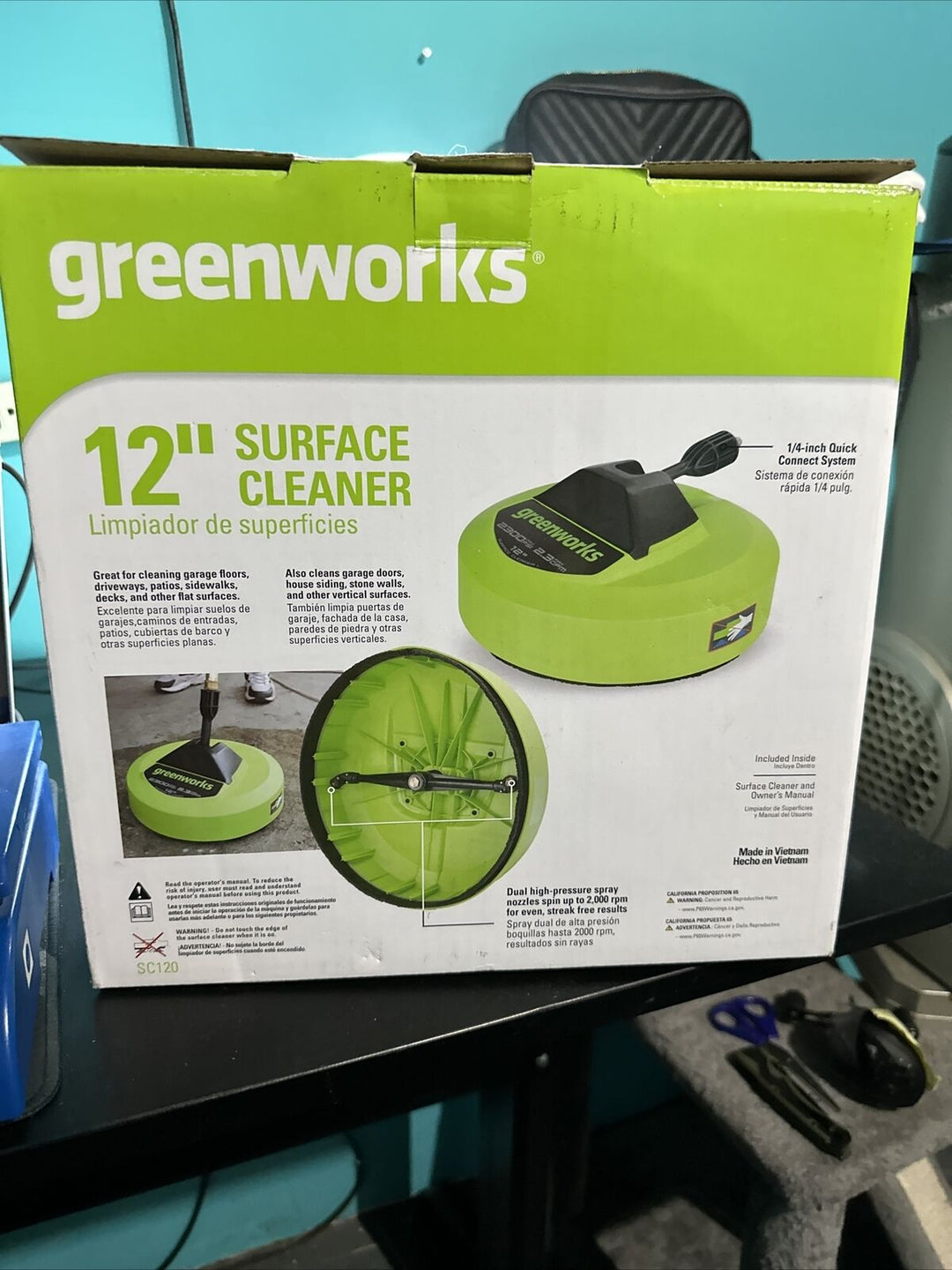 Greenworks - 12" Pressure Washer Surface Cleaner Attachment - Green