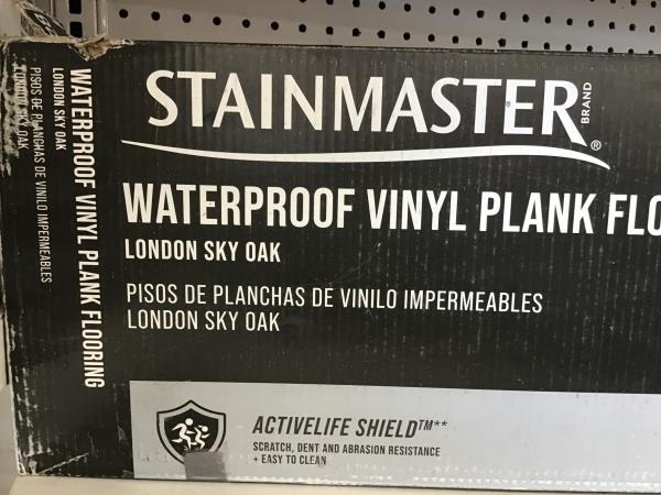 Stainmaster Waterproof Vinyl Plank Flooring - London Sky Oak, 6mm Thickness, Stain Resistant Retail $45.00