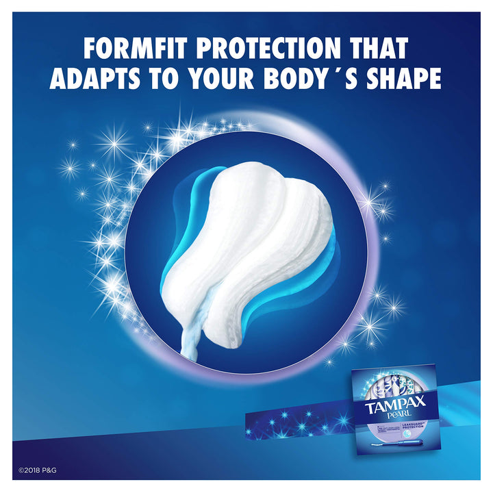 Tampax Pearl Plastic Tampons, Light Absorbency, Unscented, 36 Count (Pack of 2) (72 Total Count) (Packaging May Vary)