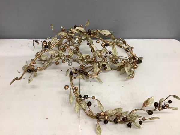 2 piece Vintage Floral Berry Garland - Gold, Silver, Copper Accents Retail $9.99