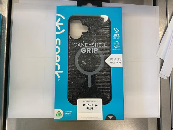 Speck CandyShell Grip Case iPhone 16 Plus - Slim MagSafe - Black Glitter/Steel Black Retail $39.95