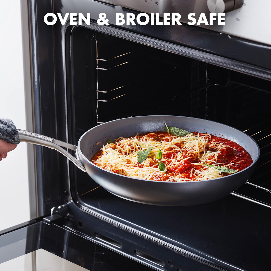 GreenPan Paris Pro Hard Anodized Healthy Ceramic Nonstick, 14 Piece Cookware Pots and Pans Set with Stainless Steel Lids, PFAS-Free, Dishwasher Safe, Grey Retail $359.00