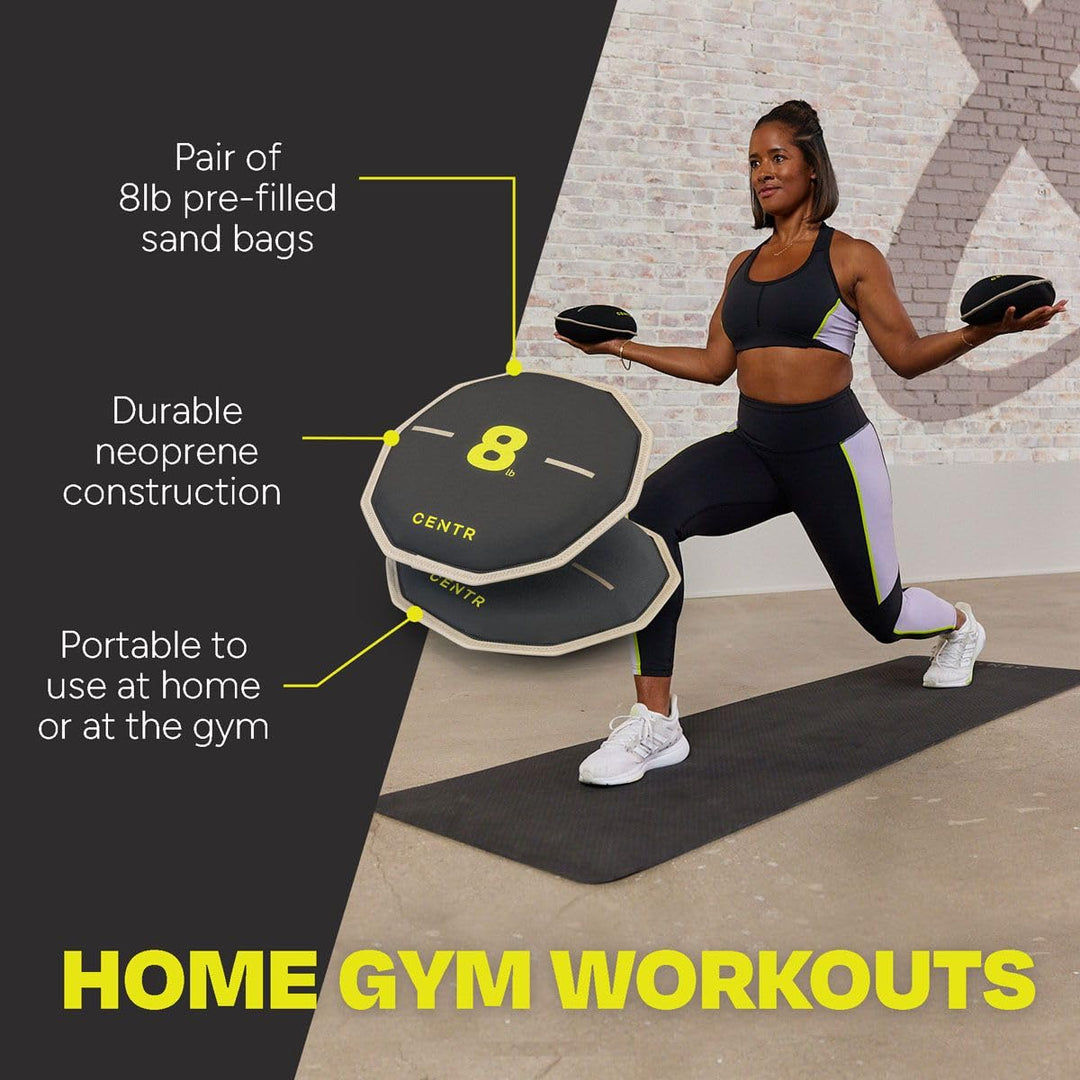 Centr By Chris Hemsworth Sand Bags, Long-Lasting Neoprene Free Weights, 8 lb, 2-Pack + 3-Month Membership