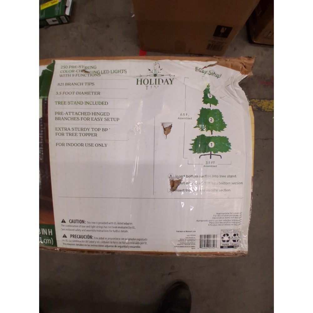 Holiday Time 6.5' Pre-Lit Green Flocked Frisco Pine Artificial Christmas Tree Retail $125.00